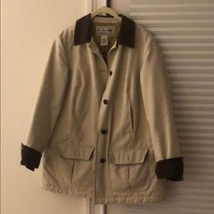 Llbean Field Coat Cream with Brown Trim